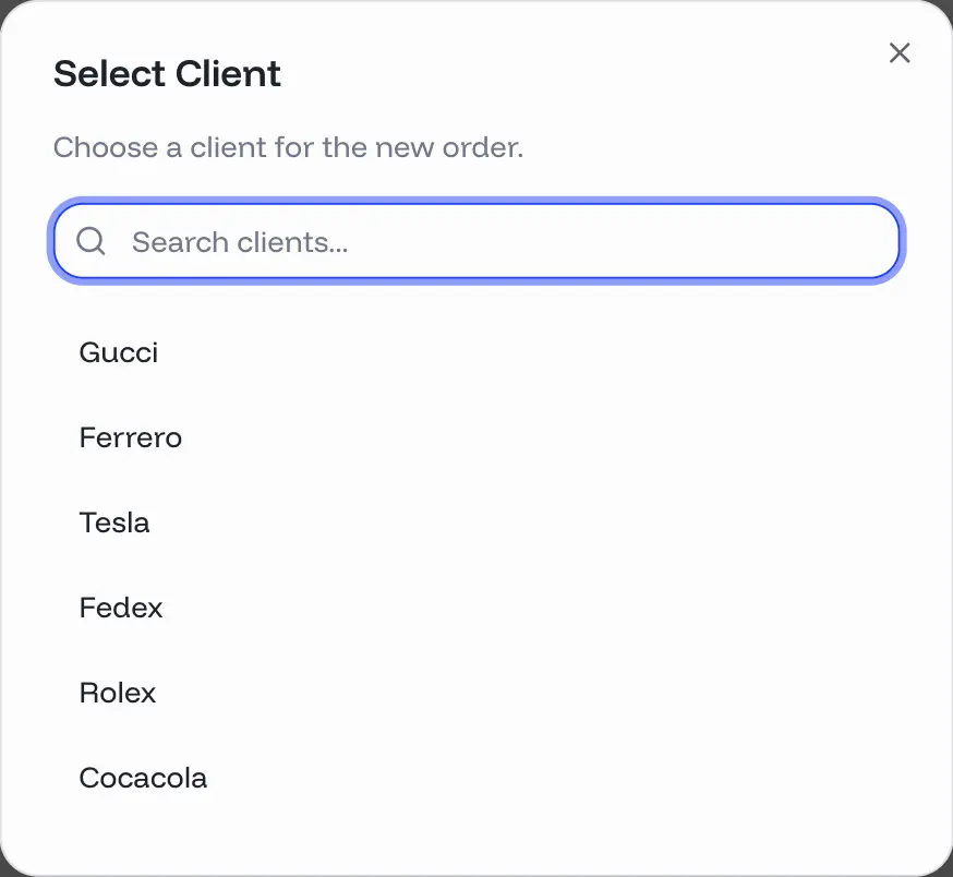Client selection for an active talent search