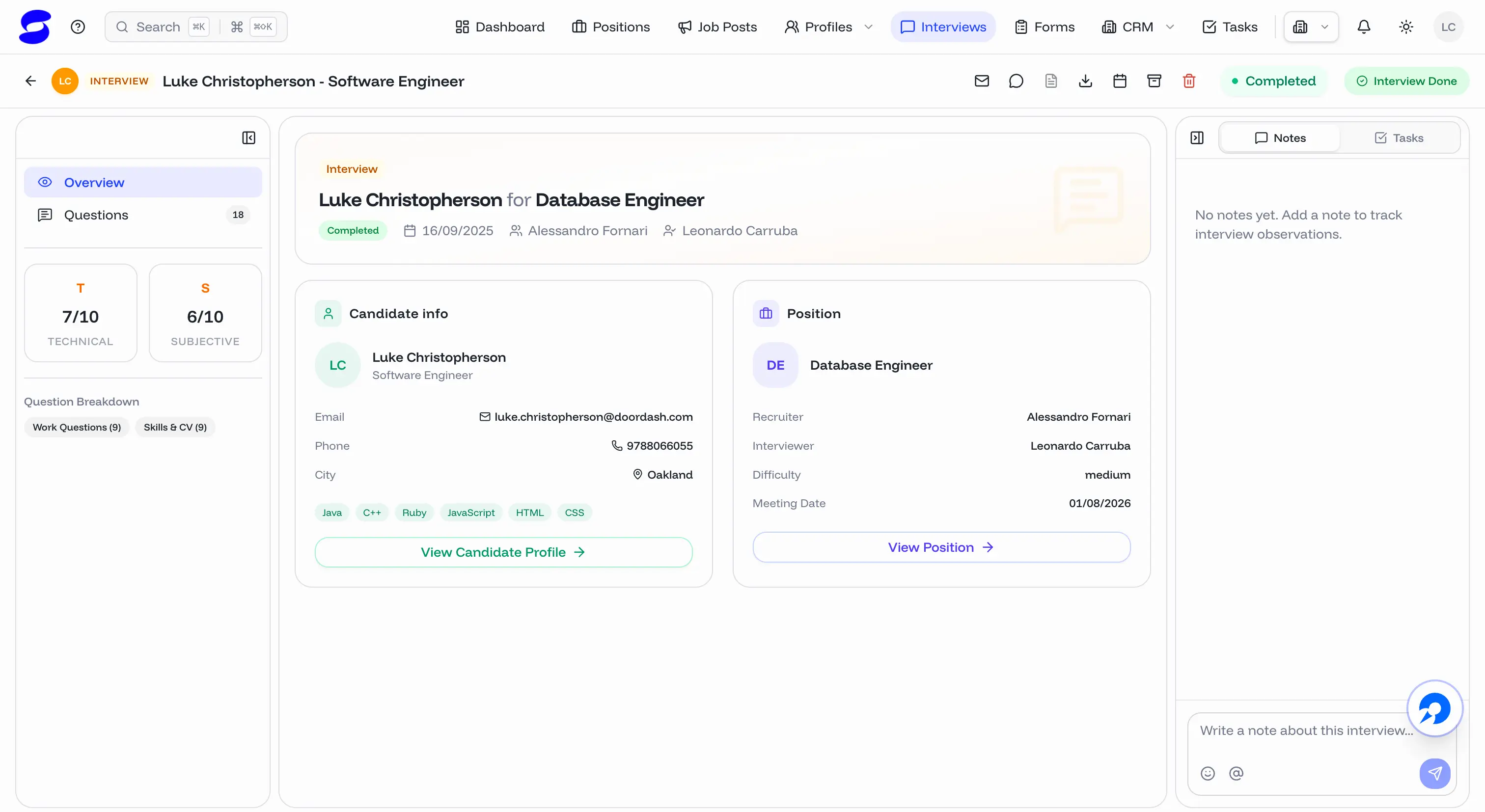 AI-generated interview questions in Spods