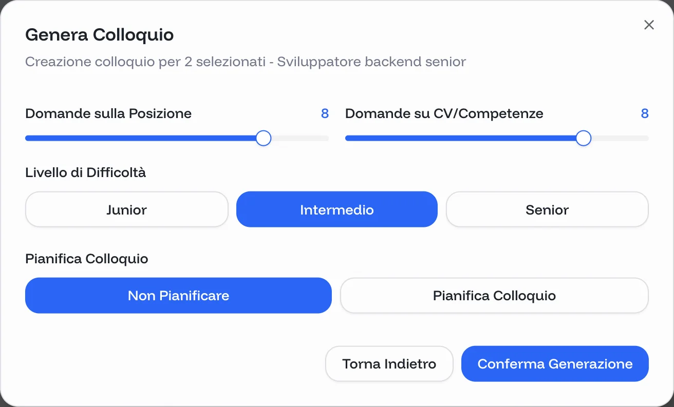 Structured interview questions generated by AI for an open role