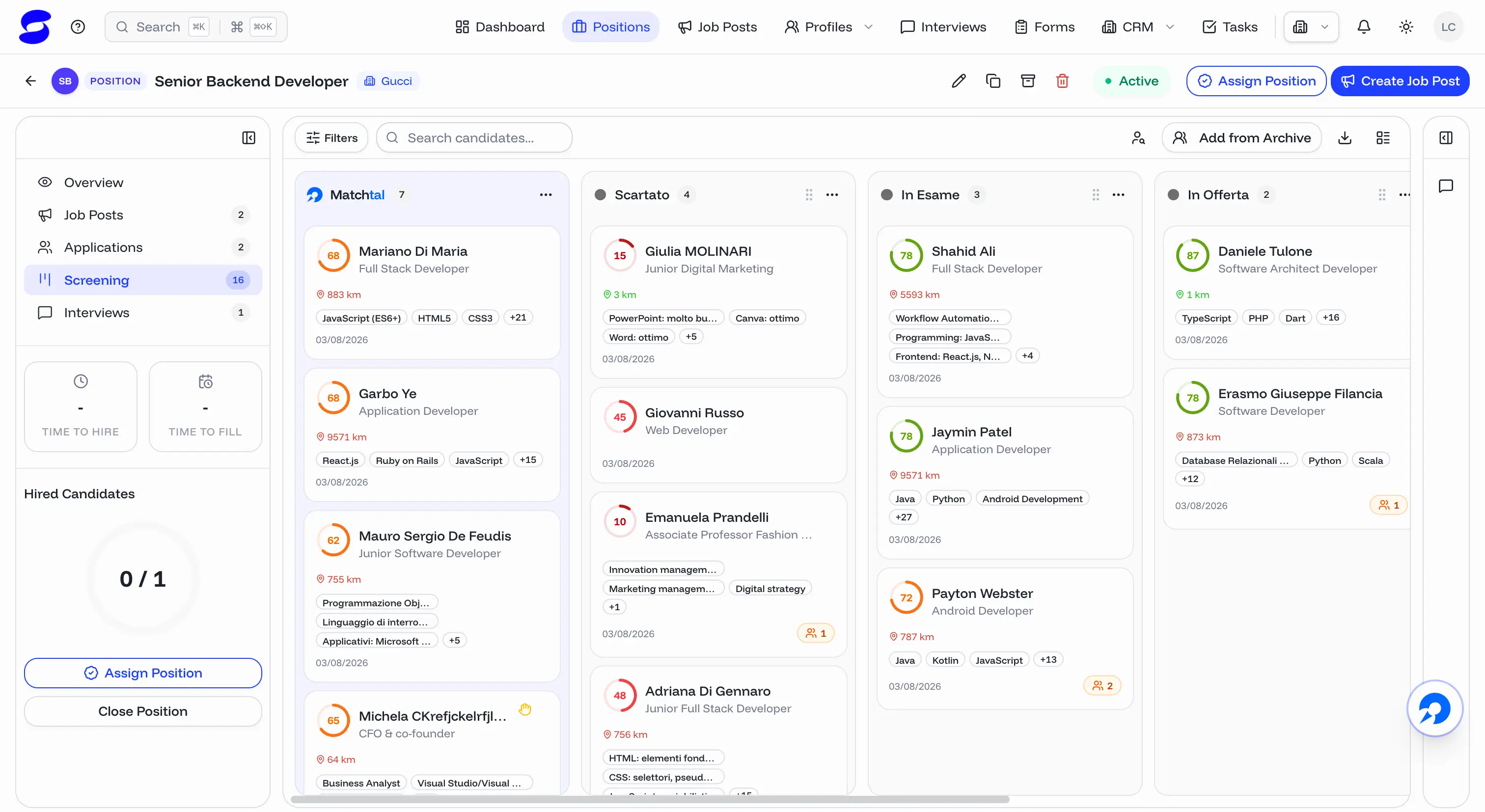 AI-powered CV screening dashboard
